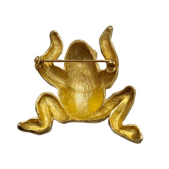 Vintage Gold Plated Frog Brooch, 2" Long - Picture 9 of 10